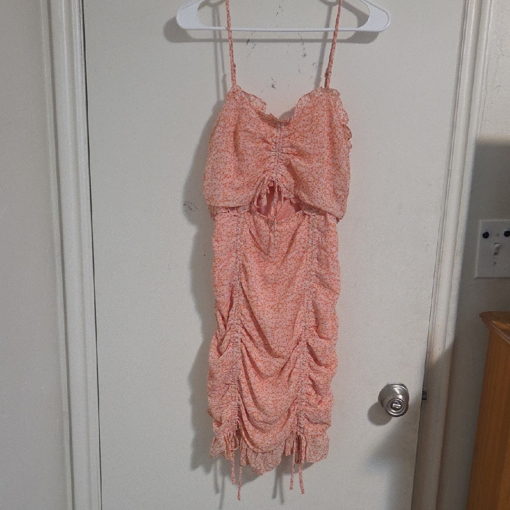 She + Sky Peach Floral Mini Dress